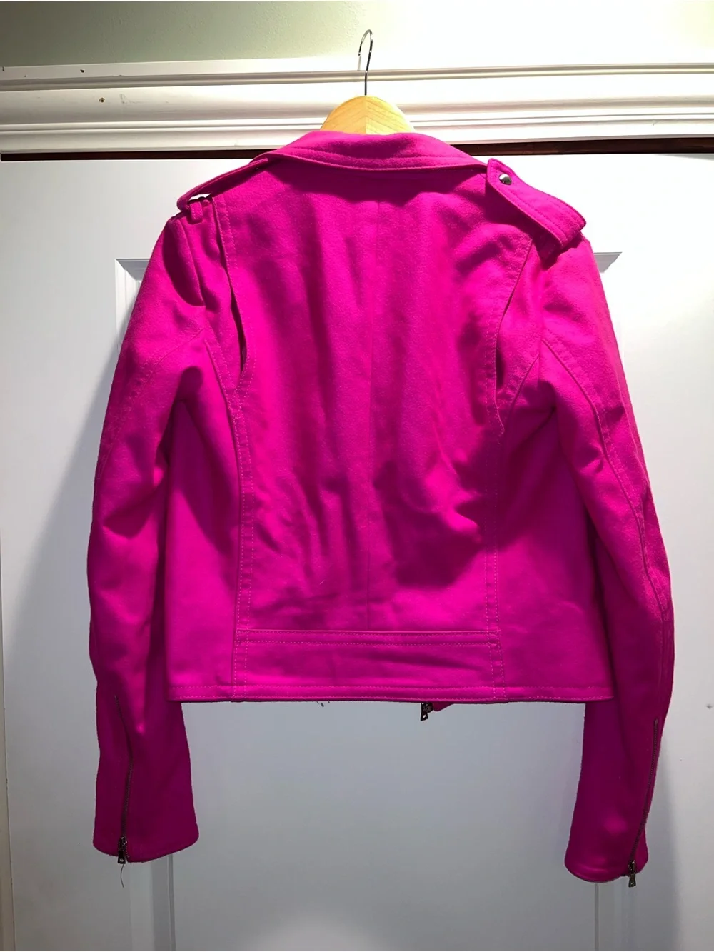 Women’s Gap Hot Pink Wool Moto Jacket Small-tall